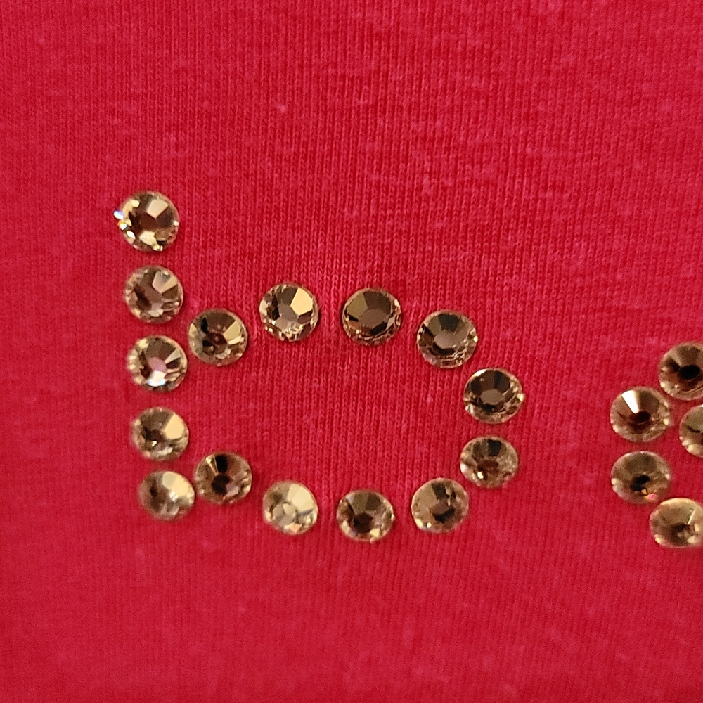 Womens bebe Logo Rhinestone Top Size L - Picture 5 of 6